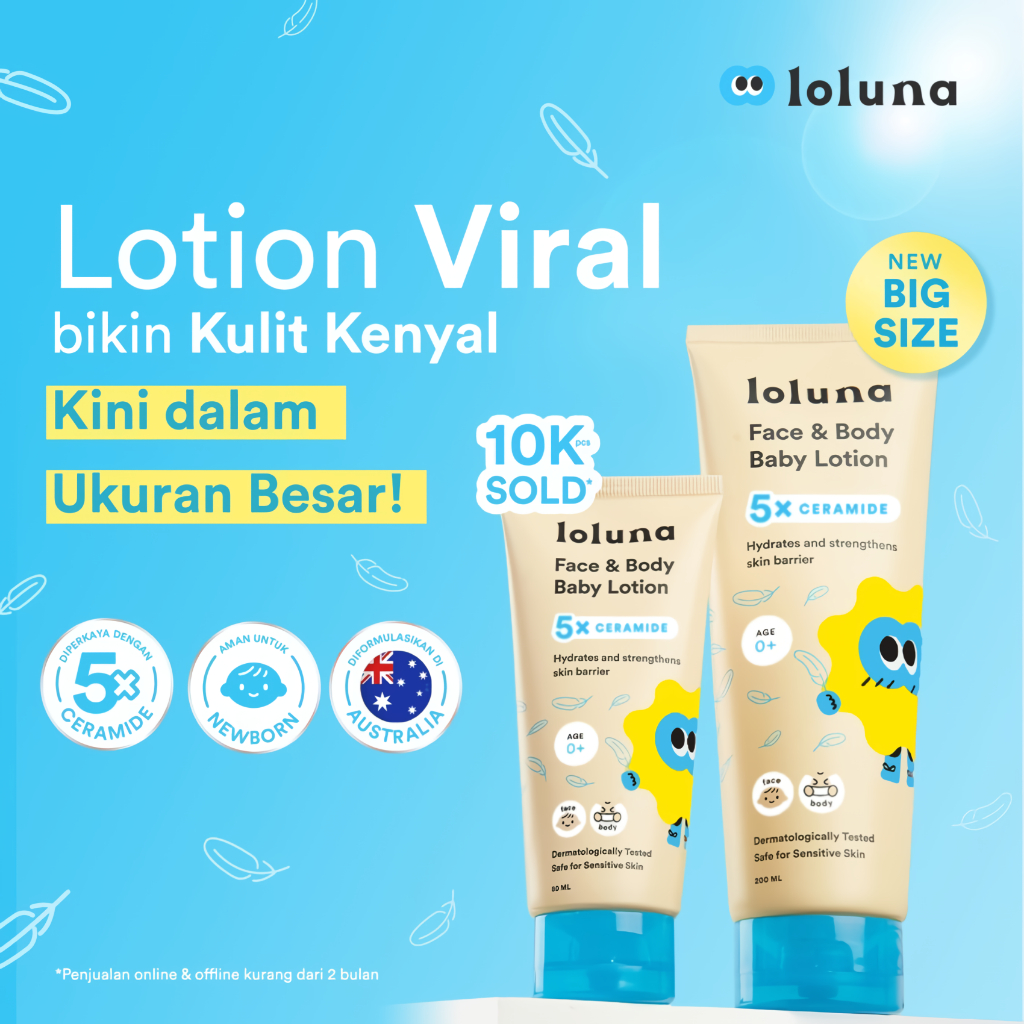 Loluna Face & Body Baby Lotion- Lotion Krim Muka dan Badan Bayi dan Anak / Krim untuk Newborn