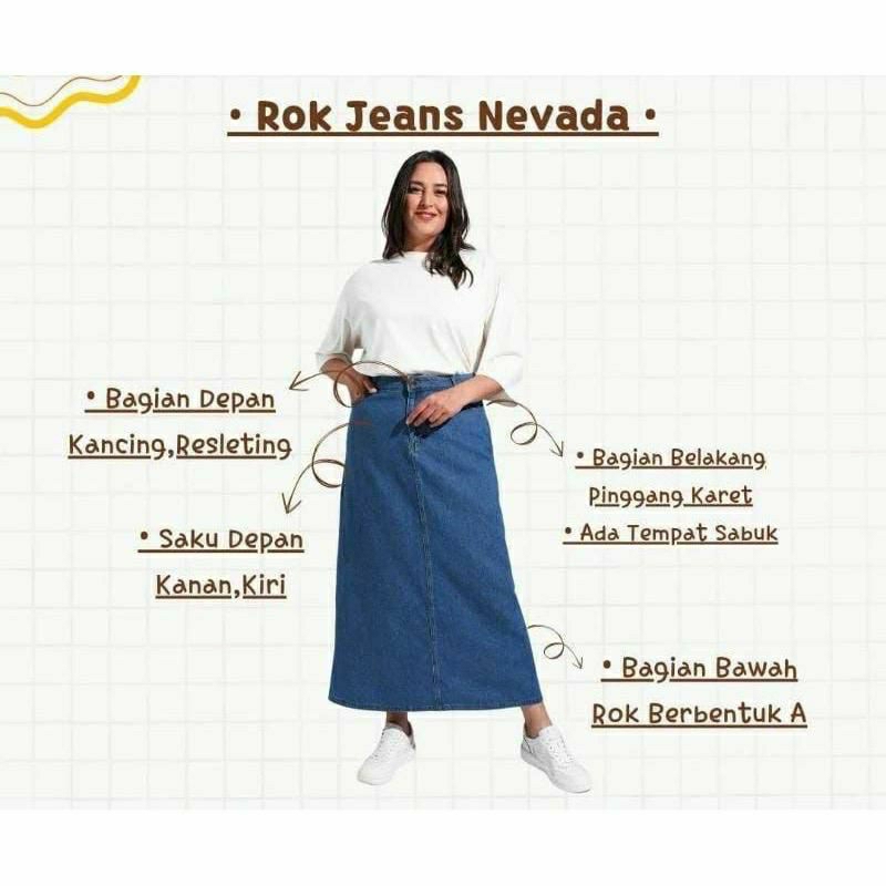Rok Denim Jeans Cewek Dewasa Nevada Matahari