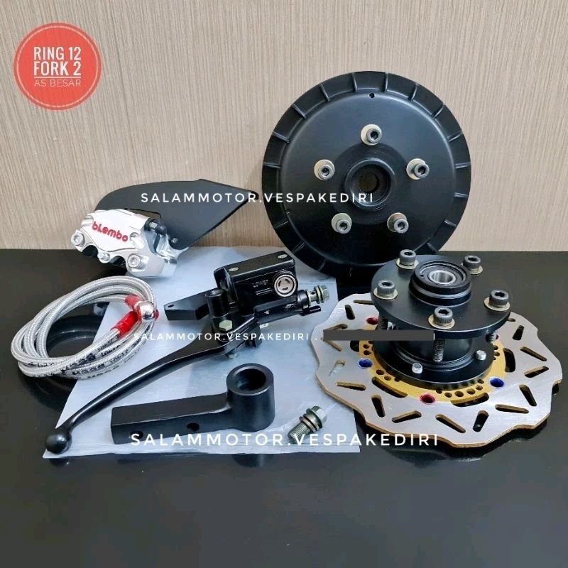 adaptor tromol vespa ring 12 depan belakang vespa upgrade ring 12 As besar fork 2 Hitam Px Excel