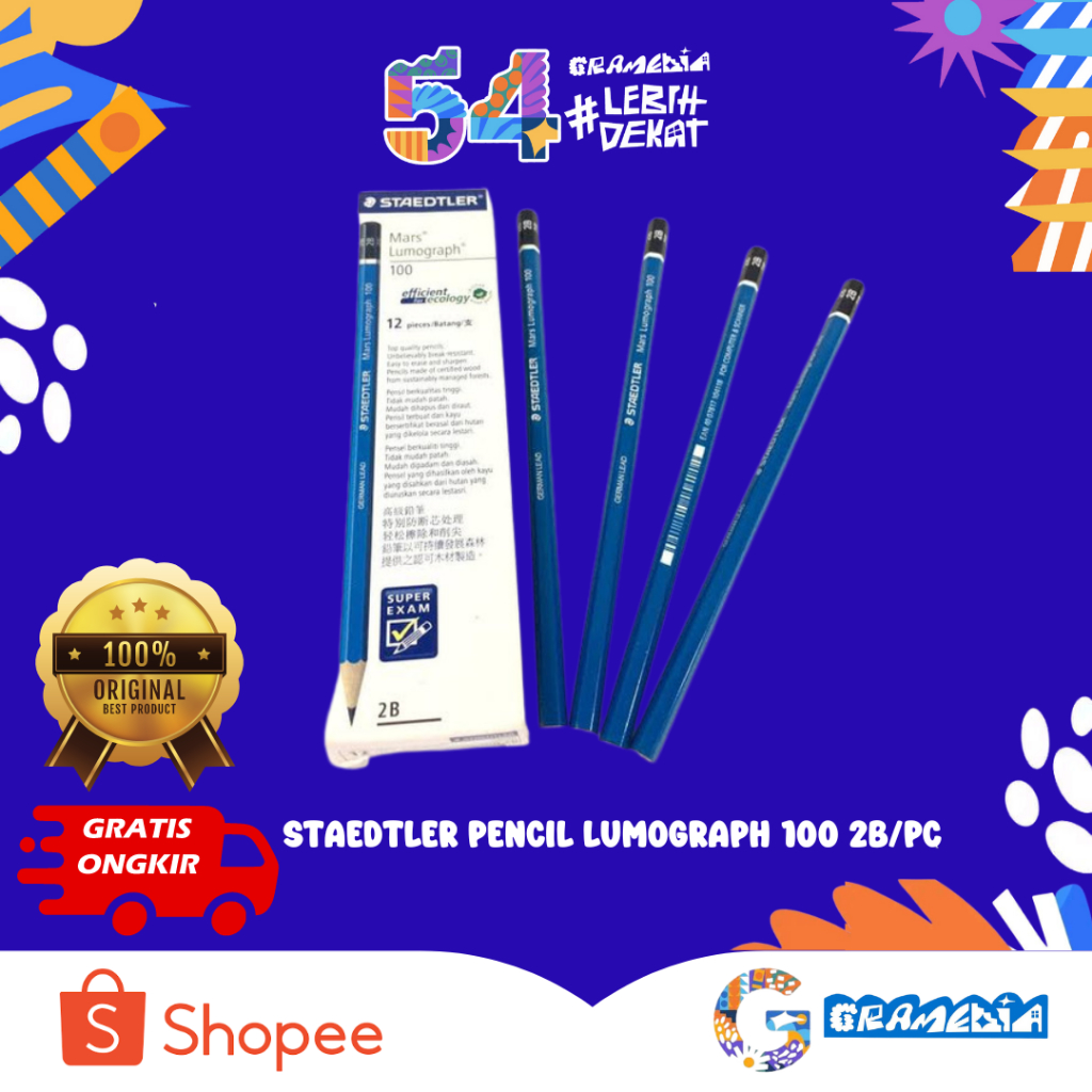 

Gramedia Bogor - Staedtler Pencil Lumograph 100 2B/Pack