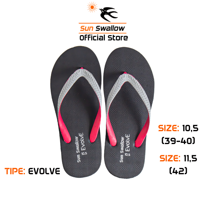 Sun Swallow Sandal Jepit Karet Pria Evolve Hitam Tali 2 Warna Size Ukuran 39 40 42