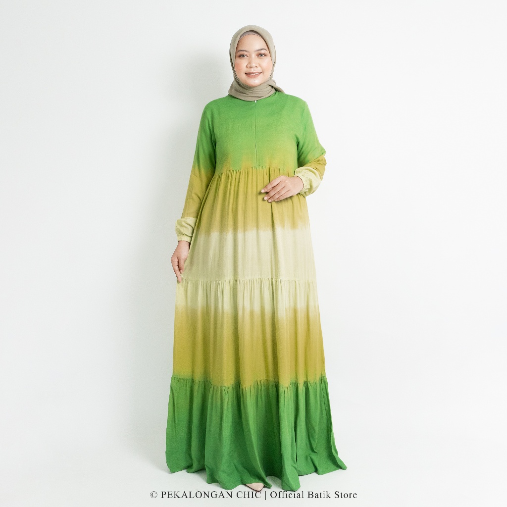 GAMIS RAYON SUSUN CANDA PREMIUM MOTIF GRADASI YELLOW / GAMIS LD 105 / HOMEY DRESS / DRESS MUSLIM / G