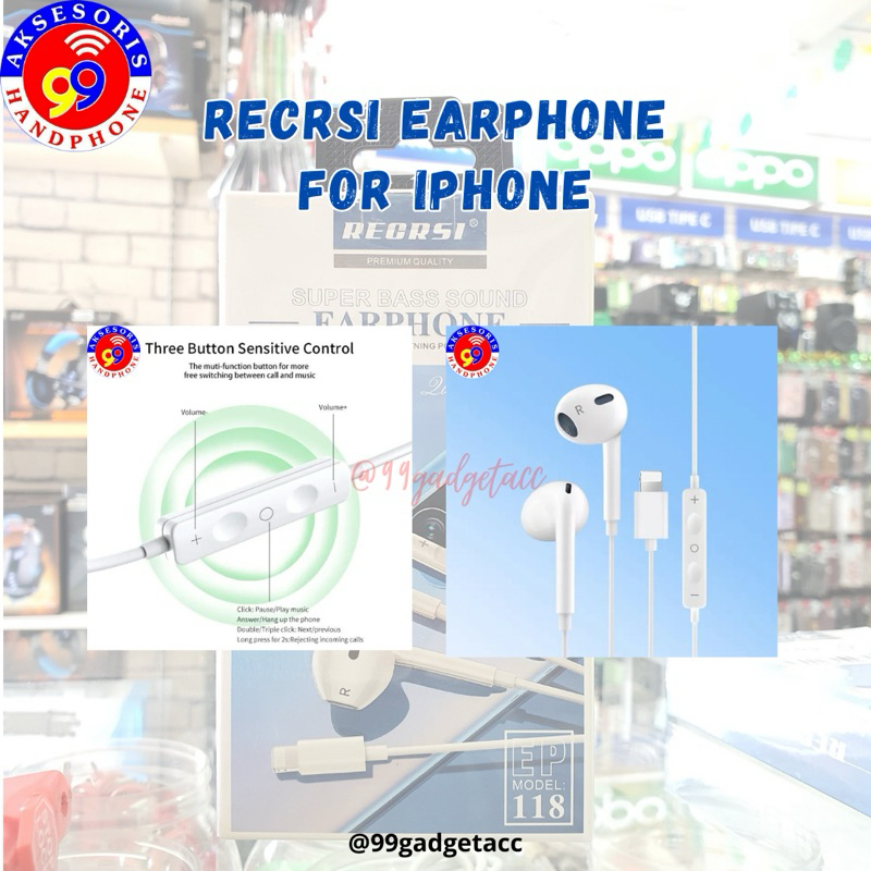 HEADSET KABEL / EARPHONE KABEL IPHONE RECRSI 118