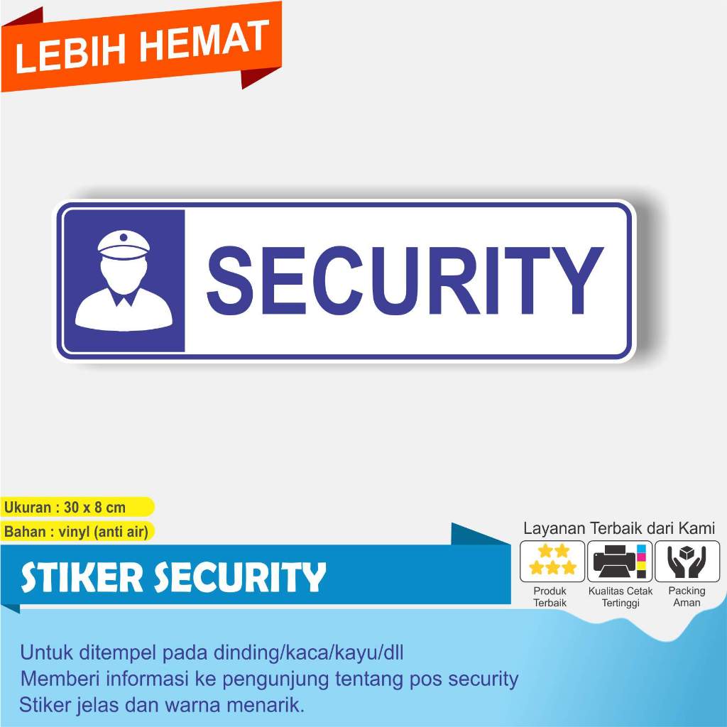 

STIKER Tulisan SECURITY Ukuran 8 x 30 cm