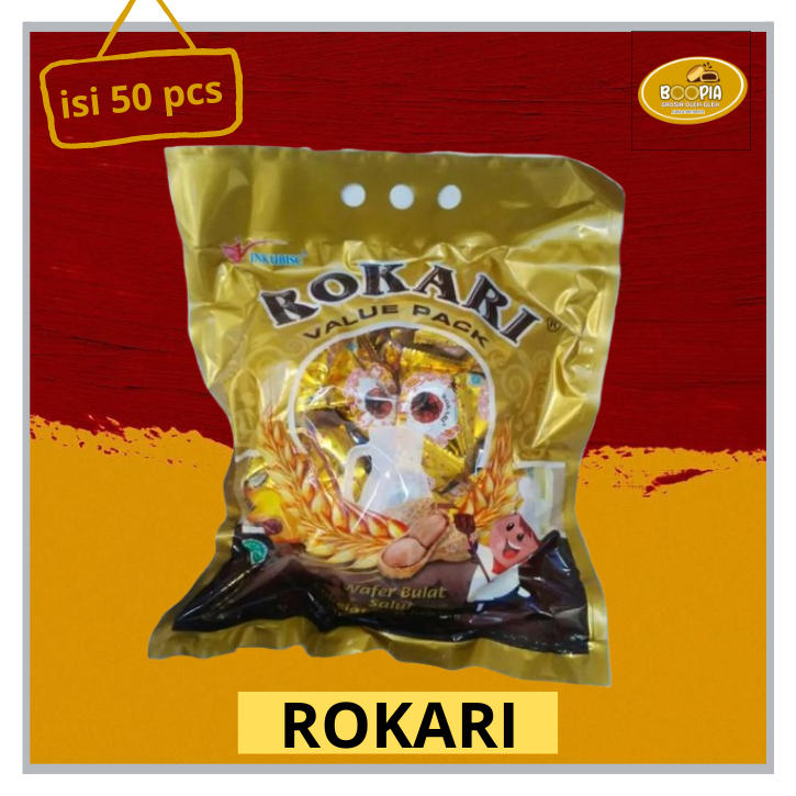 

ROKARI SNACK WAFER BOLA RASA COKLAT DAN KACANG ISI 50 PCS / ROKA