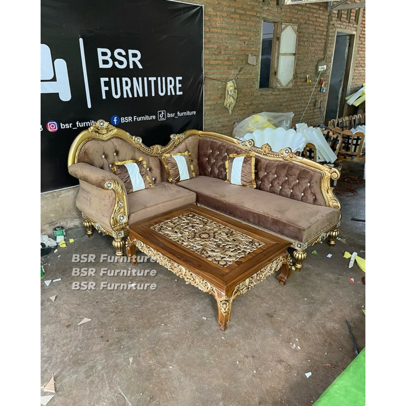 sofa tamu jati / sofa tamu ukiran mewah jepara / sofa sudut lois