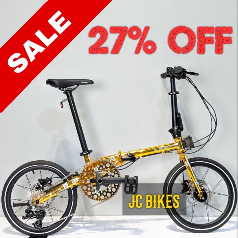 Sepeda Lipat Element Troy X10 Speed UV Gold & Black Diamond Chrome Edition 16 Inch Full Chromoly