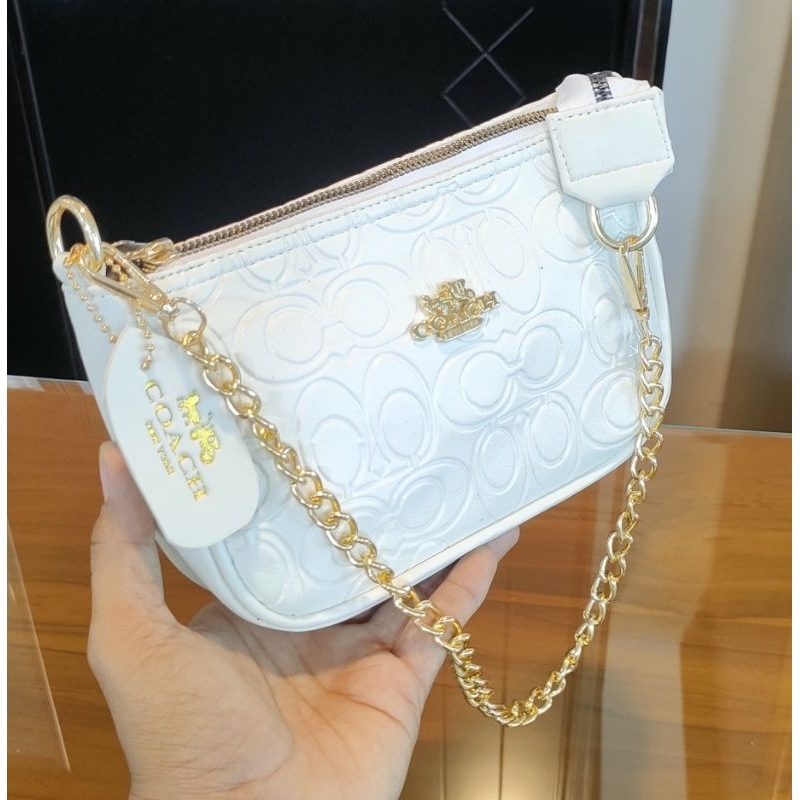 Tas Soulder Wanita 2 Tali Pendek Rantai Gold Lkn Terbaru