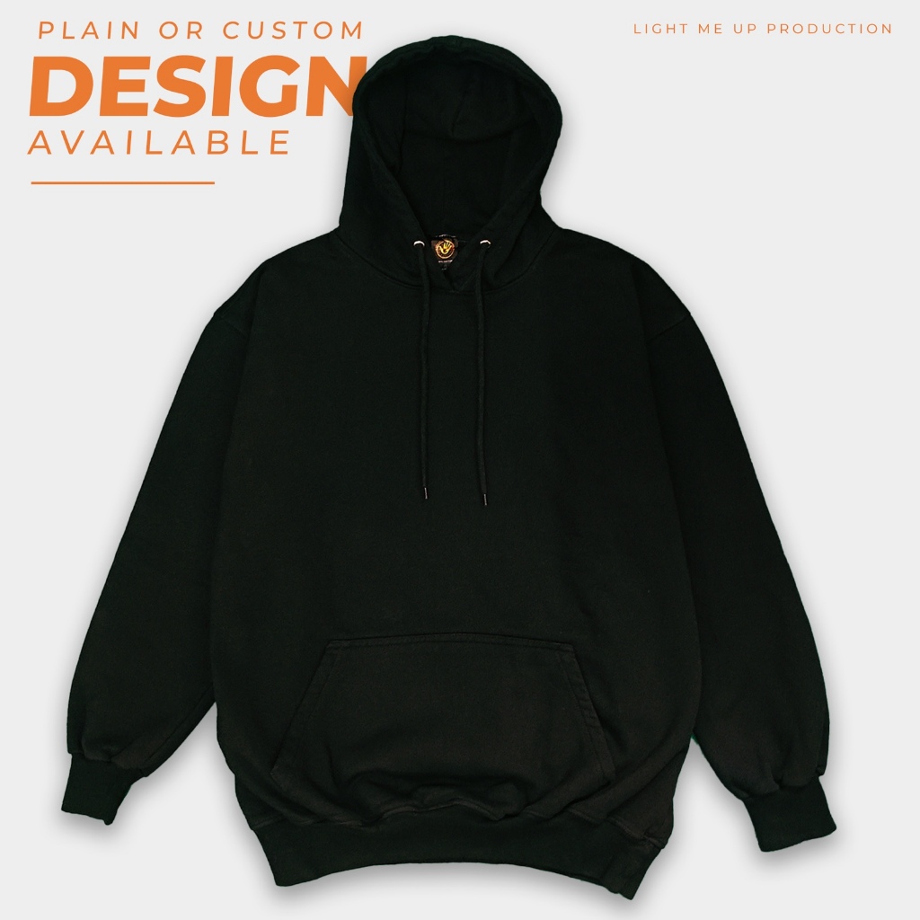 Hoodie Hitam High Quality Cotton Fleece: Hoodie Custom Katun Fleece