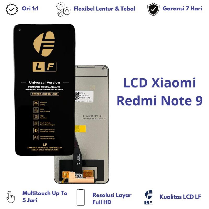 LCD REDMI NOTE 9 FULL SET KUALITAS ORI LF