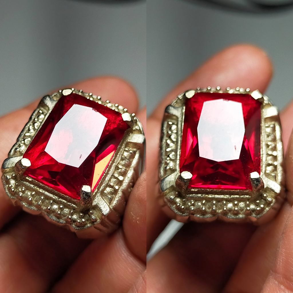 Cincin Batu Merah Siam Kotak Kating