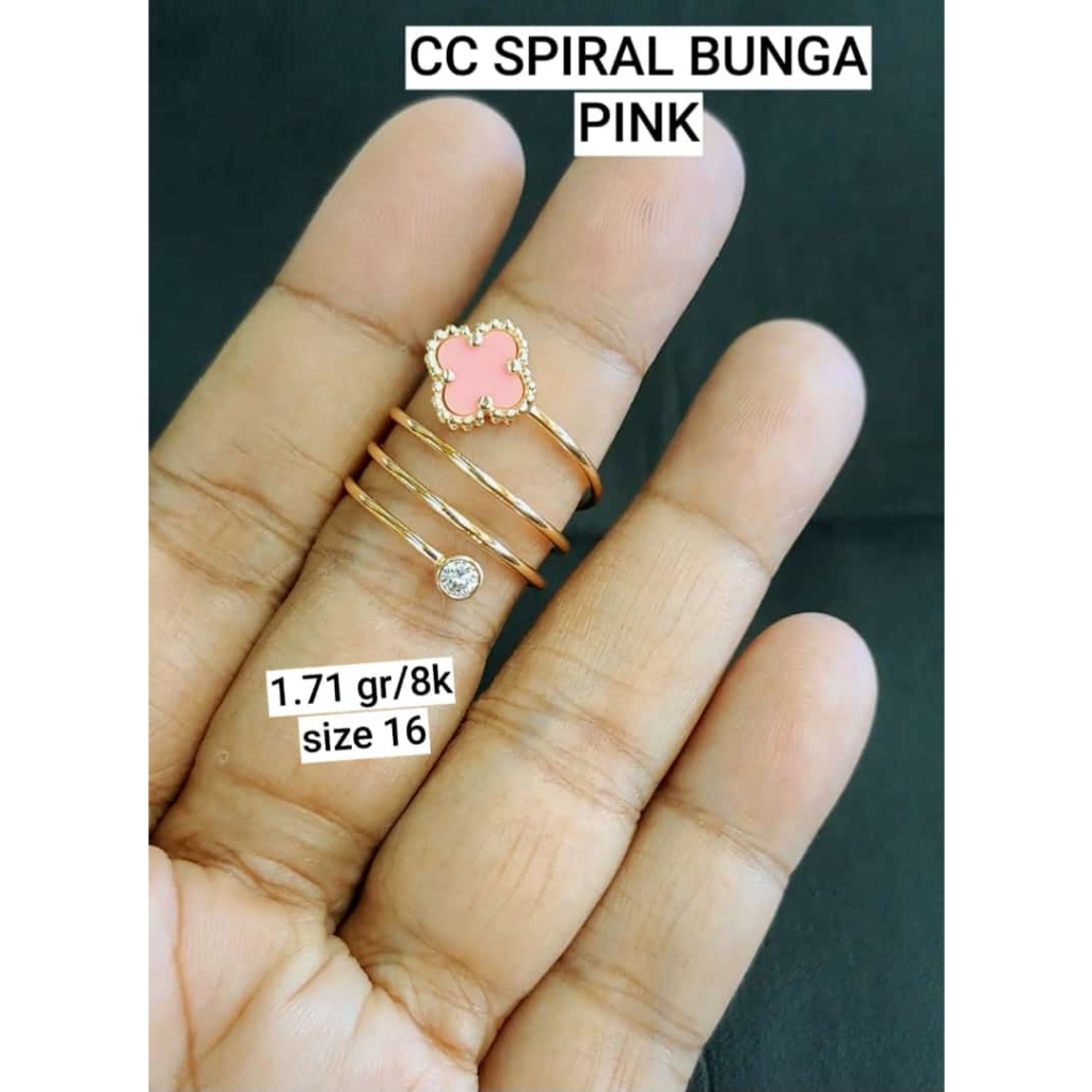 Cincin fashion vancleef pink spiral terbaru kadar 375 8k