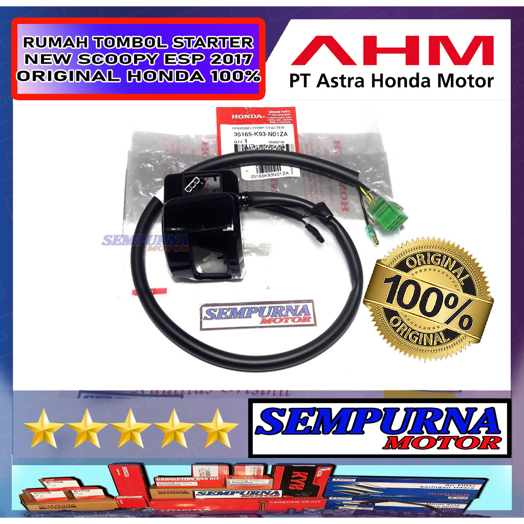 35165-K93-N01ZA  Holder Kanan Rumah Saklar Tombol Stater New scoopy Esp 2017 100% Original Honda Asl