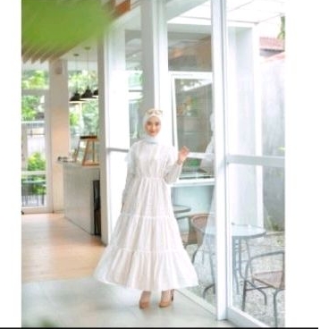 zefara dress preloved dress putih lebaran hari raya dress brokat