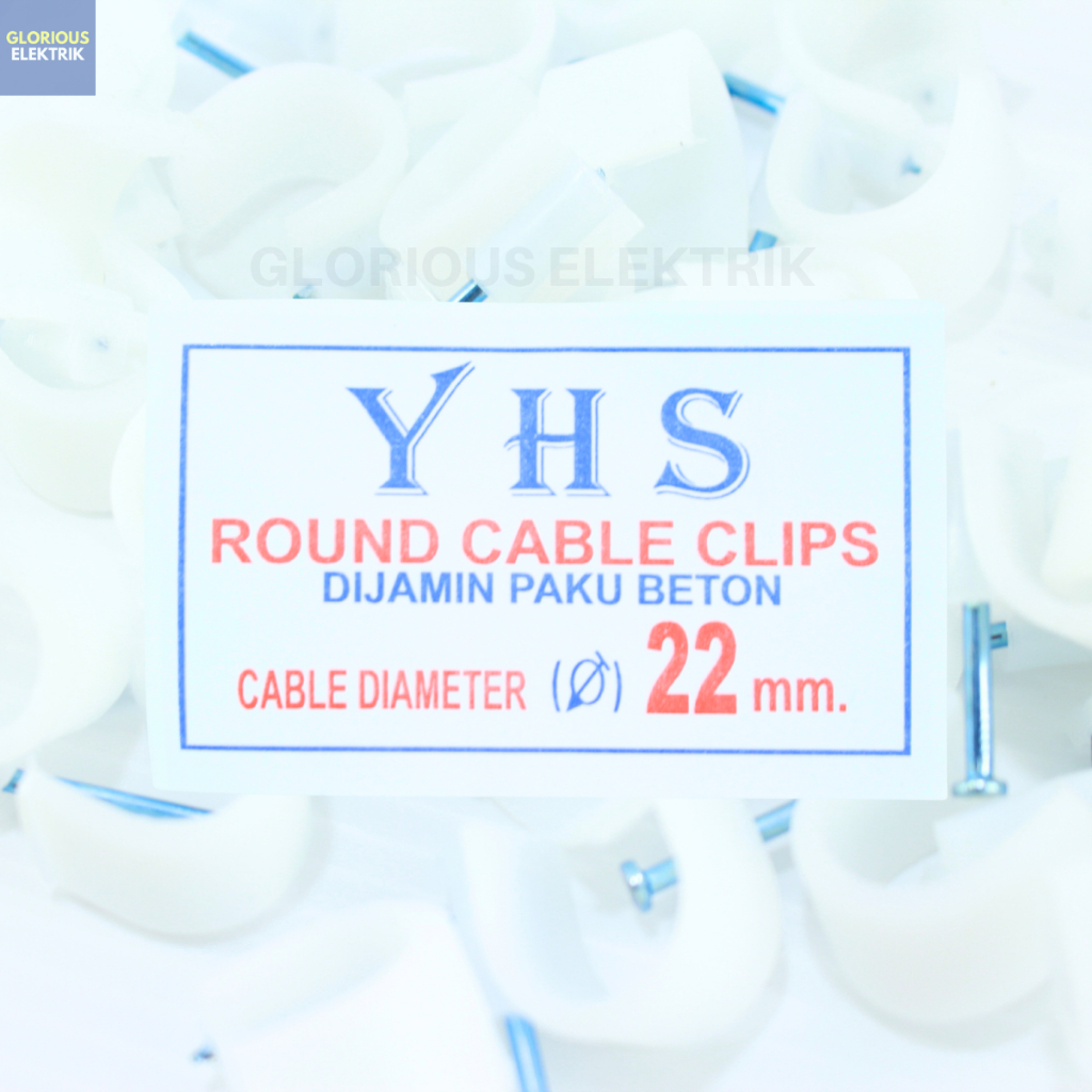 Klem Kabel Round Cable Clips Paku Beton No 22 Mm
