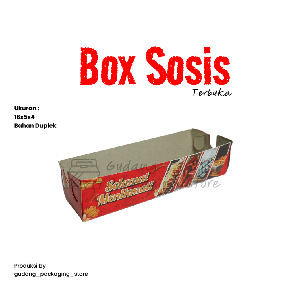 

100 Pcs / 20x9/ Box Sosis Bakar Terbuka/ Box Jajanan/ Sosis Bakar