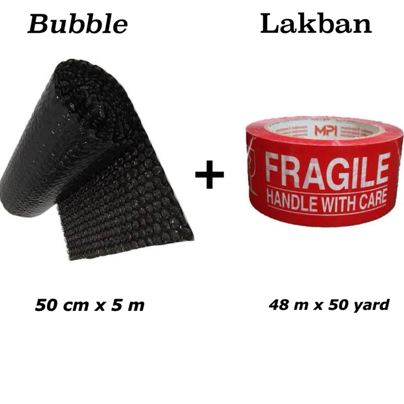 

Lakban Fragile + Bubble Wrap Hitam tebal