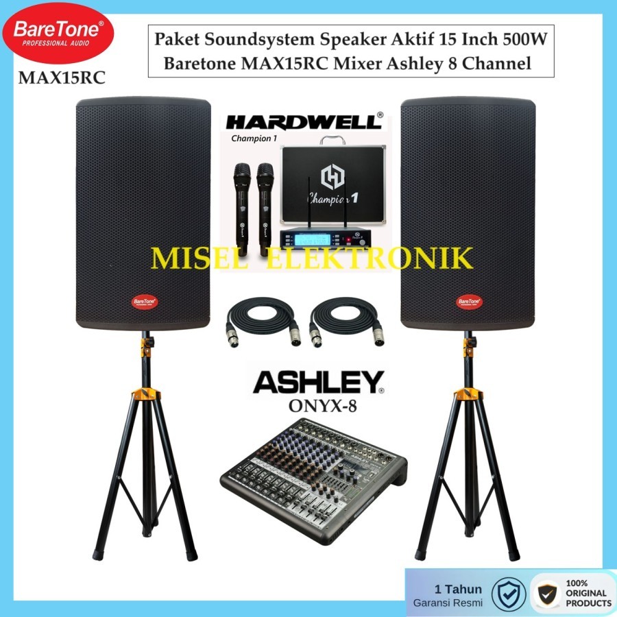 Paket Soundsystem Speaker 15 Inch BareTone MAX15RC Mixer Ashley Onyx 8
