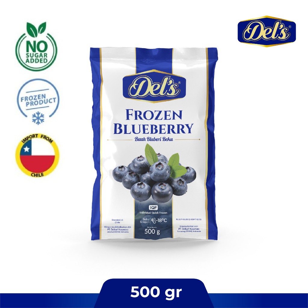 

Del's - Frozen Fruit / Frozen Blueberry IQF / Blueberry Beku - 500gr