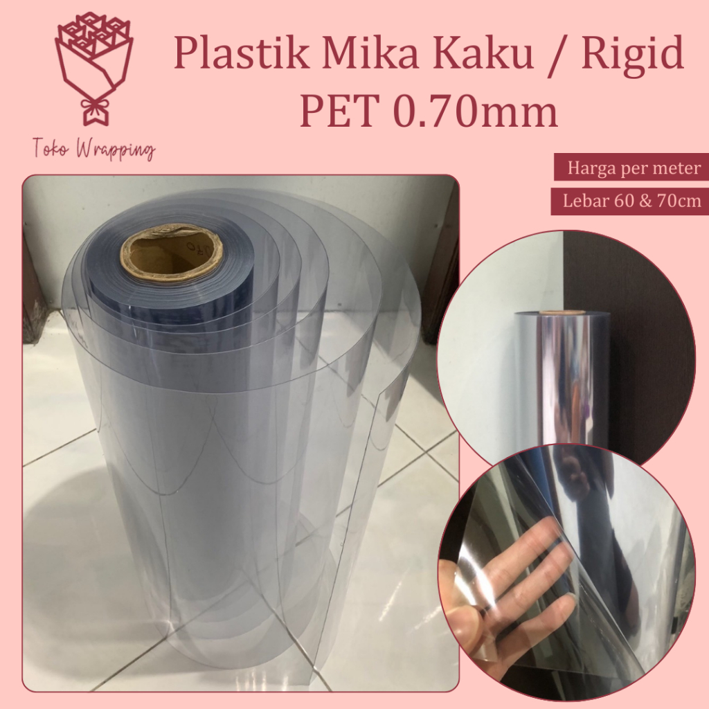 

Plastik Mika Kaku Tebal PET 0.70mm x 60 & 70cm Tebal Pengganti Kaca / Mika Rigid Meteran 070 0.70 0,70 mm
