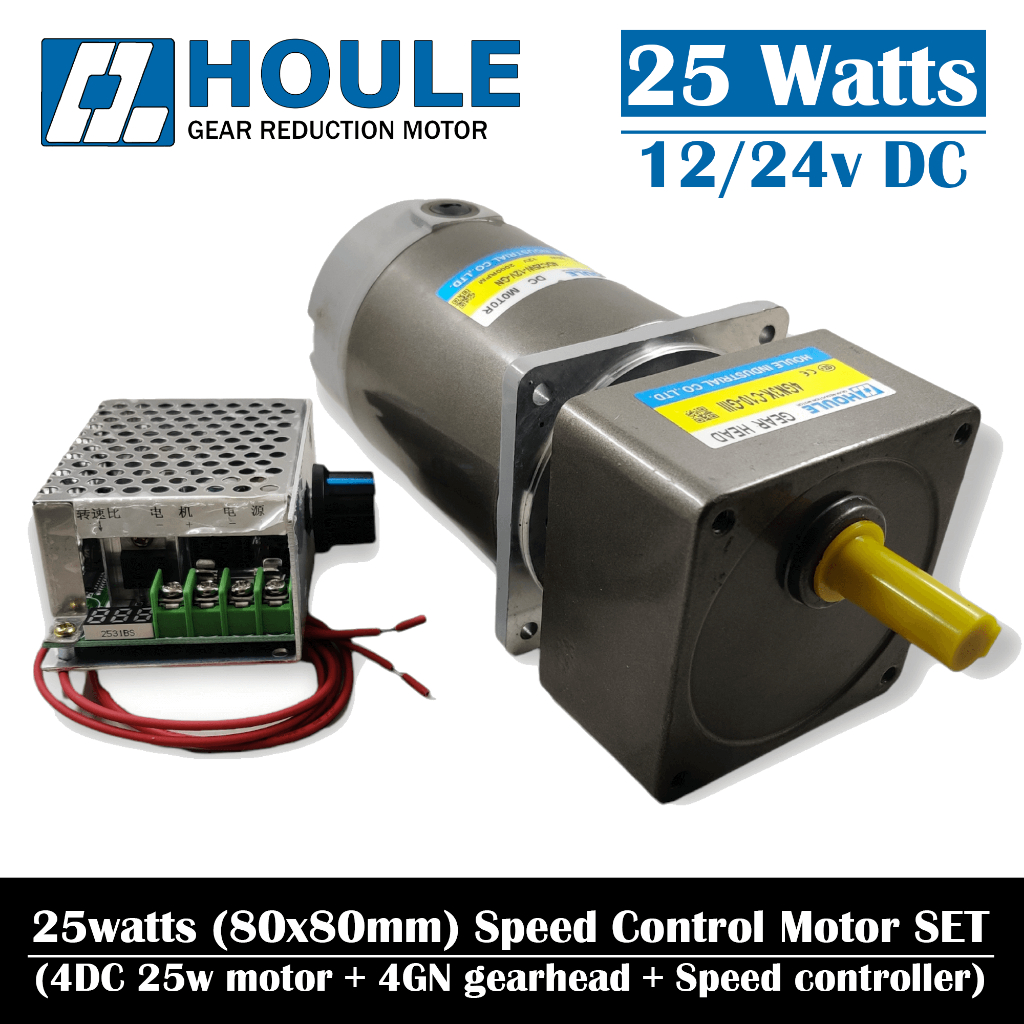 Houle Motor 25W 12v 24v DC 4DC Variable Speed Control Motor Gearbox Set 25watt Dinamo Induction Gear