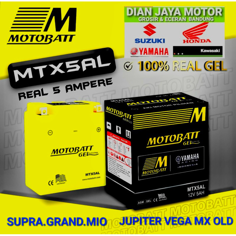Aki accu Motor Motobatt  MTX5AL GM5Z mf Kering mio mio new jupiter z vega fizr smash Sogun Supra Gra