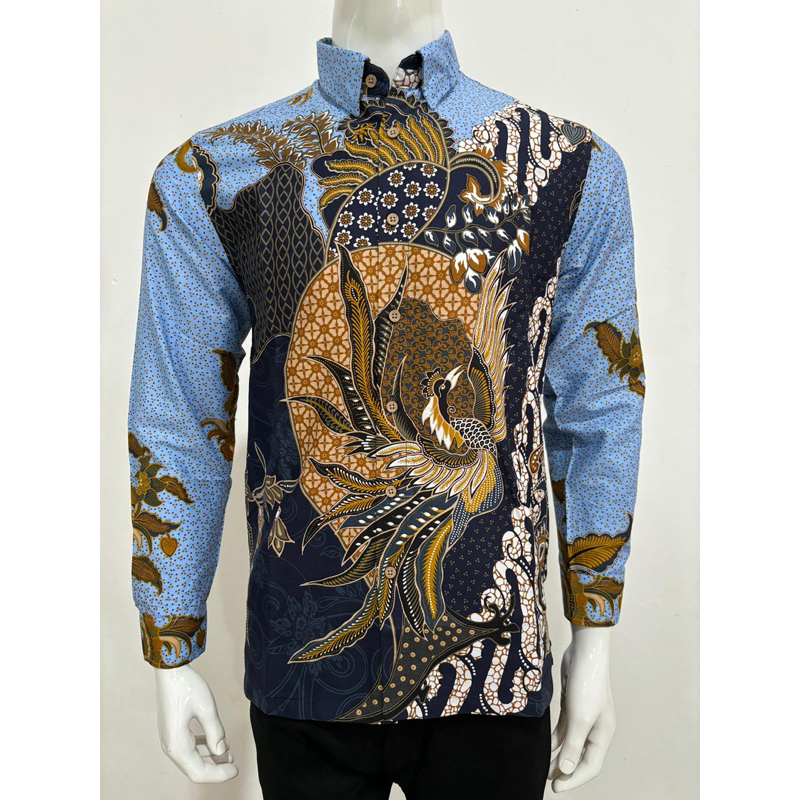 RICARDO kemeja batik pria lengan panjang BIRU  32484