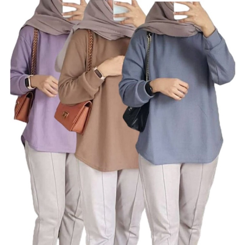 CREWNECK WAFFLE RIB UNIQLO HNM//KAOS WAFFLE PREMIUM/SWEATER POLOS