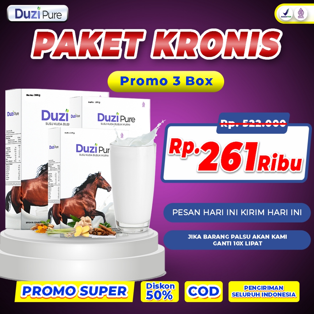 

Duzi Pure Susu Kuda Herbal Alami 100% [ 3 BOX ]