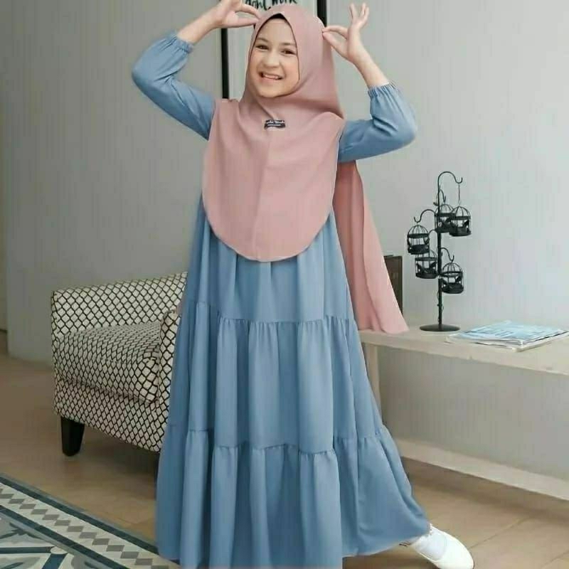 Gamis Anak polos Umur 7-12 Tahun Bahan Rayon Premium Trend Anak Perempuan Gamis Syar'i