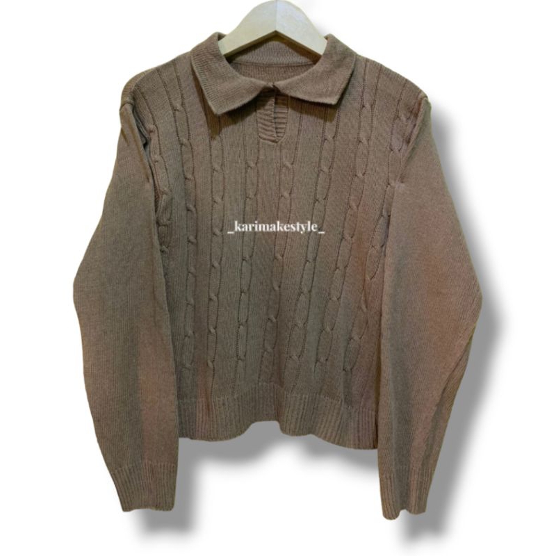 Sweater Rajut V-Neck Ariana | Blouse Sweater Crop Atasan Wanita Rajut Aesthetic