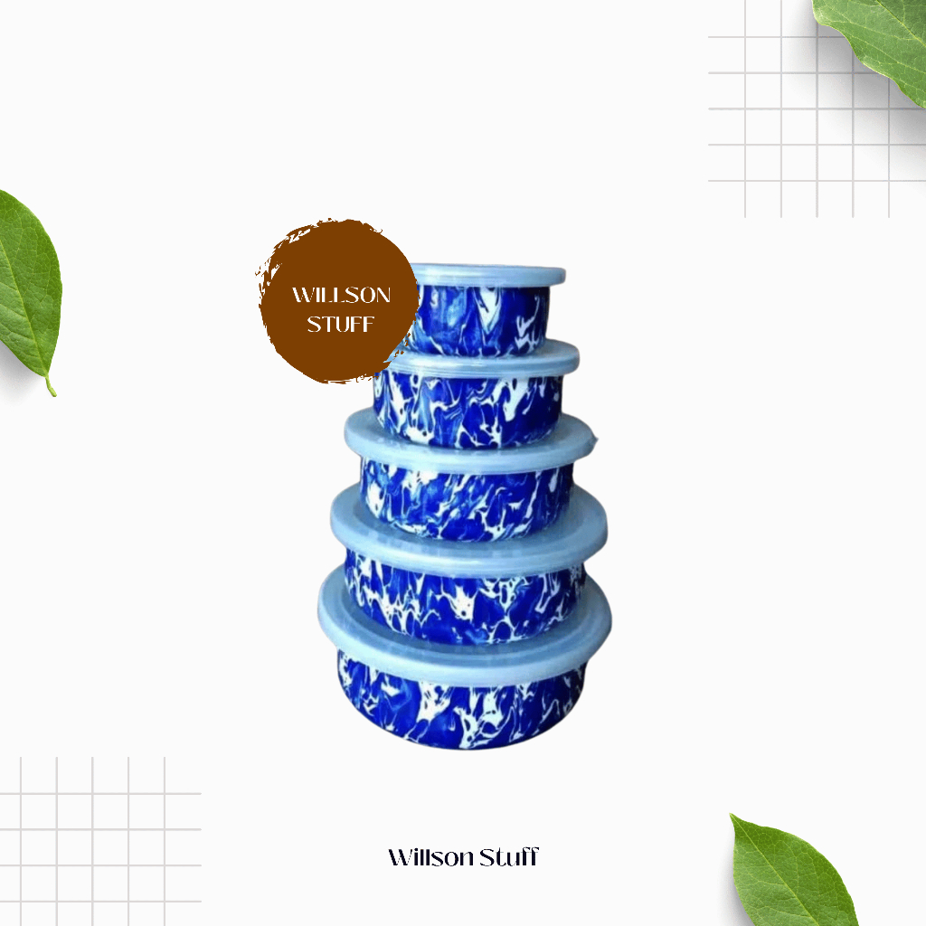 Mixing bowl / Rantang Enamel Motif Blirik Susun 5 / Rantang Enamel Beranak