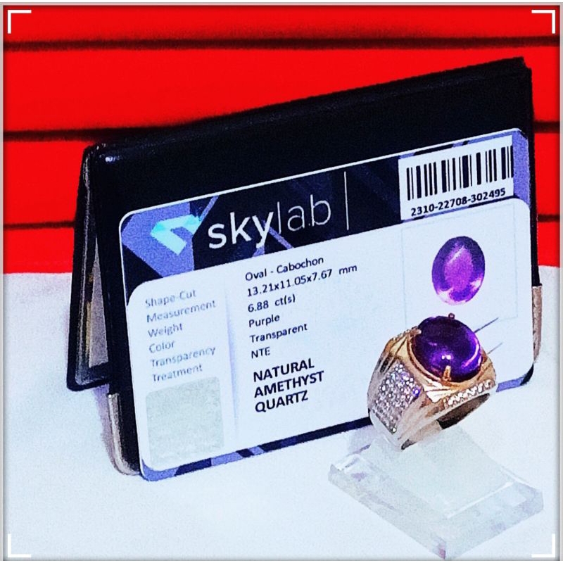 Cincin Batu Natural Ametis Kecubung + Memo