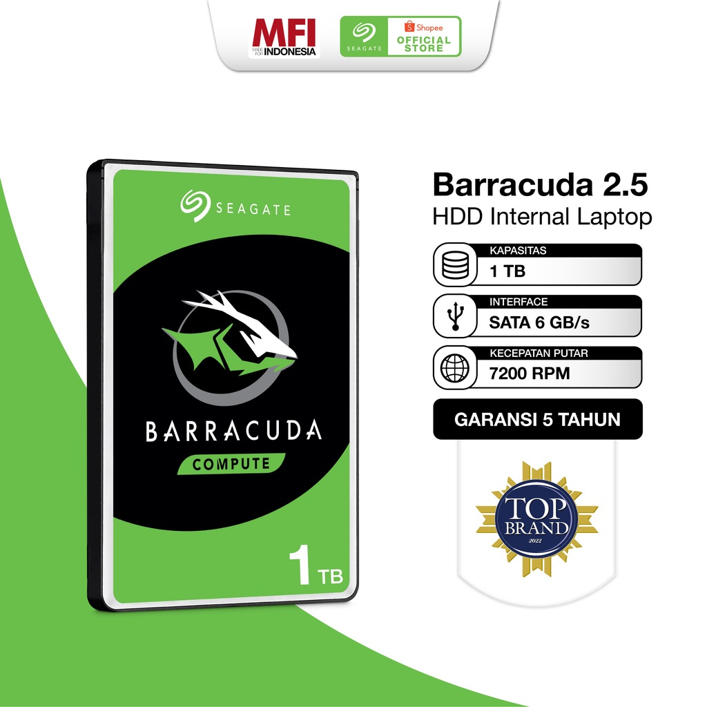 Seagate BarraCuda HDD / Hardisk Internal Laptop 1TB SATA 7200RPM
