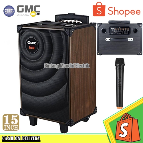 Speaker Portable /Meting Bluetooth GMC 883N Ukuran 15 Inch + Mic Wireless 1pcs/speaker gmc 15 inch