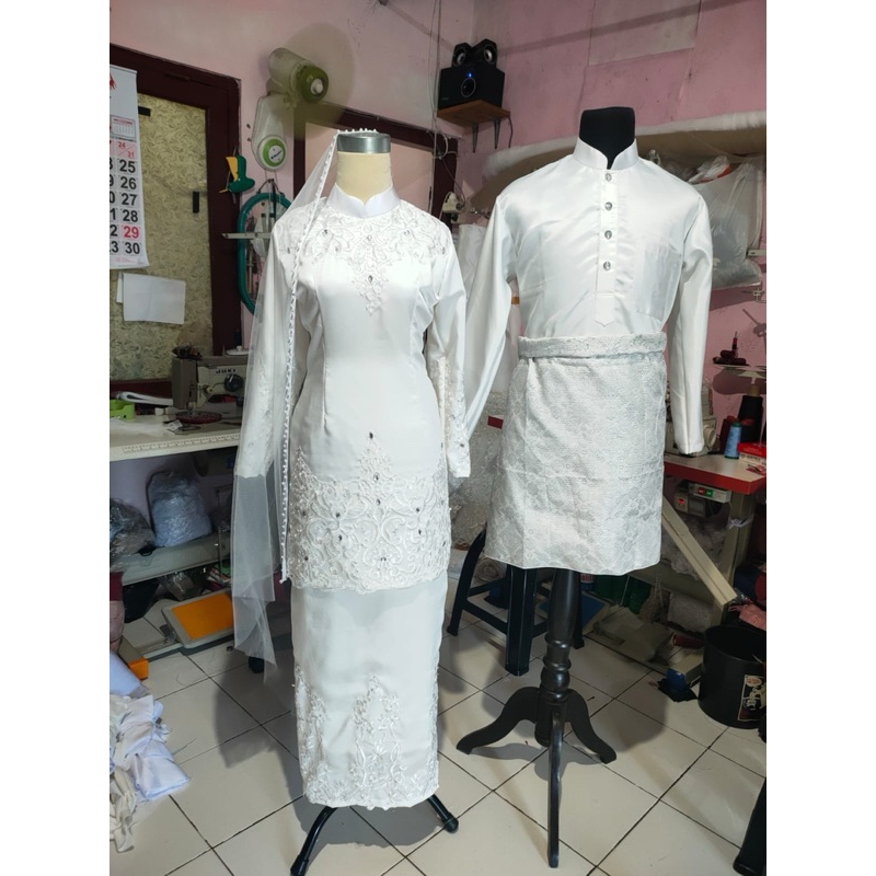 gaun pengantin muslimah Malaysia melayu gaun walimah gaun akad gaun pengantin baby blue wedding dres