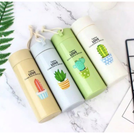 [LOLA] BOTOL KACA MINUM KAKTUS | Botol Kaca Kaktus Tanpa Box Bottle Tumbler Glass Termos Air Panas D