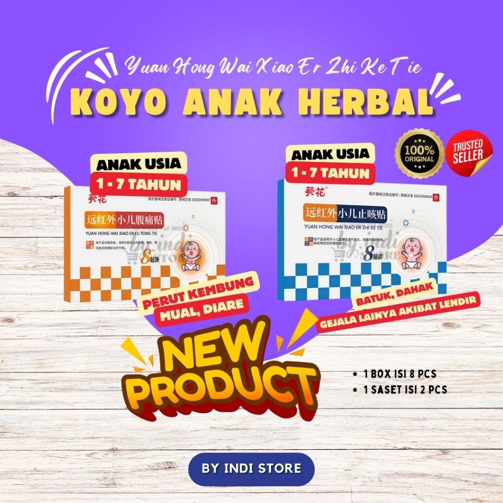 [1 BOX] Kemasan Baru Isi 8 Koyo / Plester Batuk Pilek - Bayi dan Anak Obat Cina "Yuan Hong Wai Xiao 
