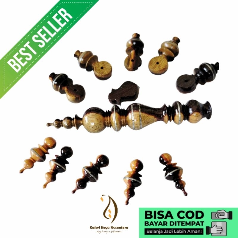 Set Kepala Tasbih Tijani 14mm Kayu Galih asem Warna Belang