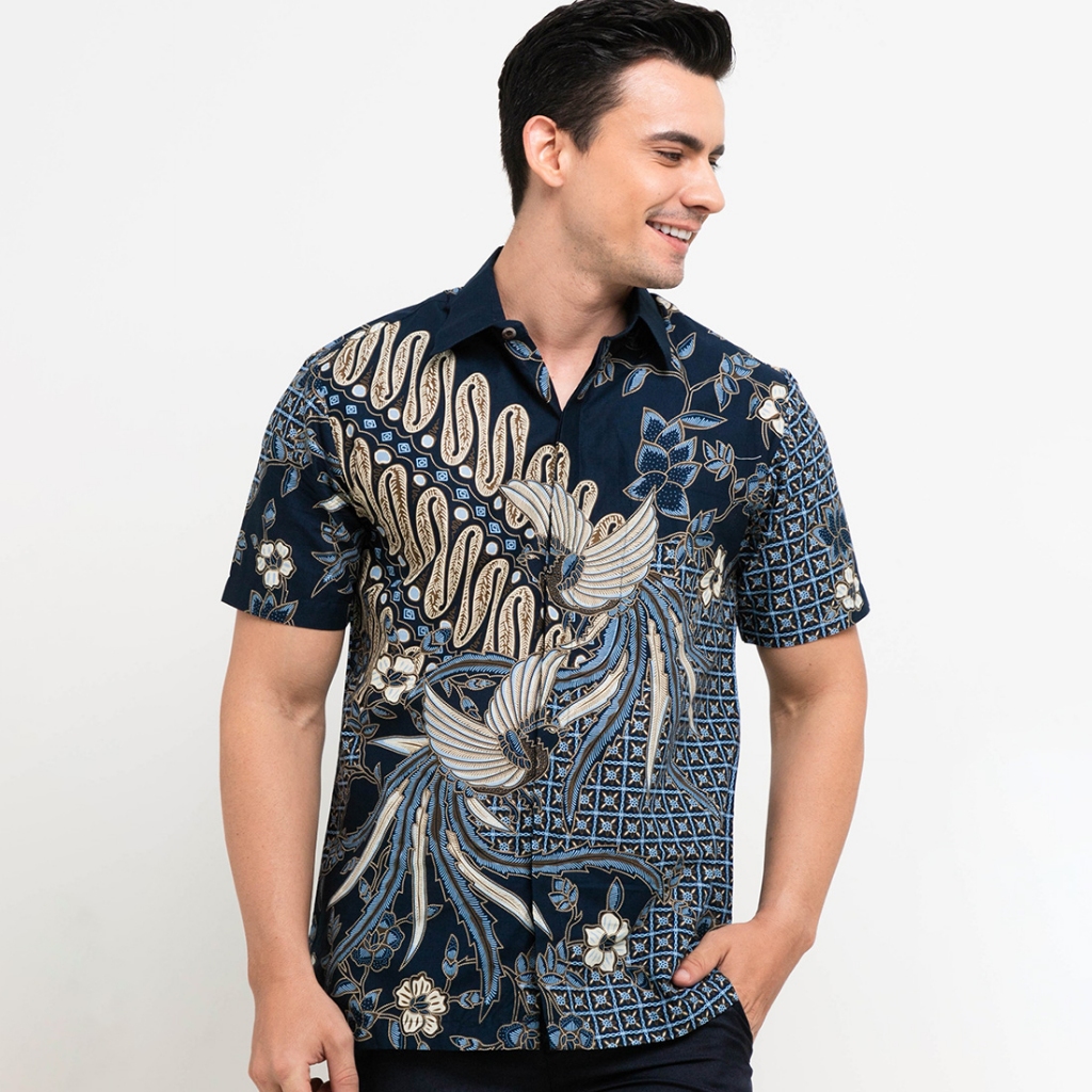 Rianty Batik Premium Pria Kemeja Pendek Hem Madhava Madhiva