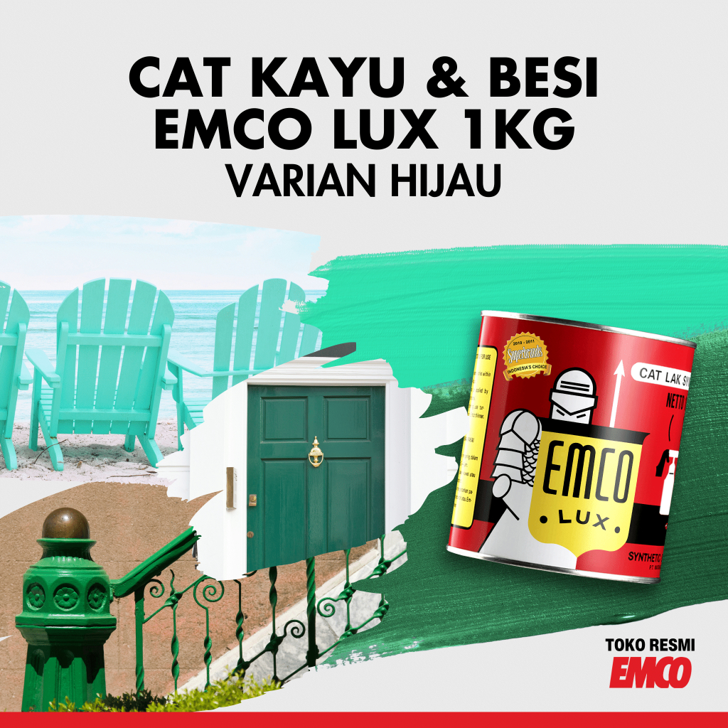 Emco Lux Cat Kayu & Besi 1kg - Hijau Green Tosca Cat Pagar Kusen Pintu