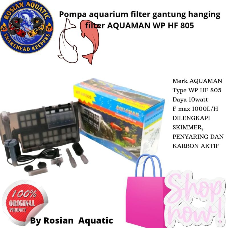 Pompa aquarium filter gantung hanging filter AQUAMAN WP HF 805