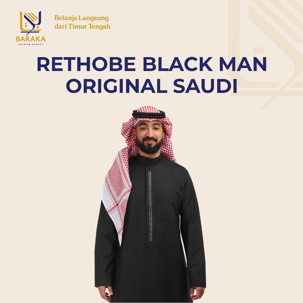 Jubah Rethobe Black Men Original Saudi