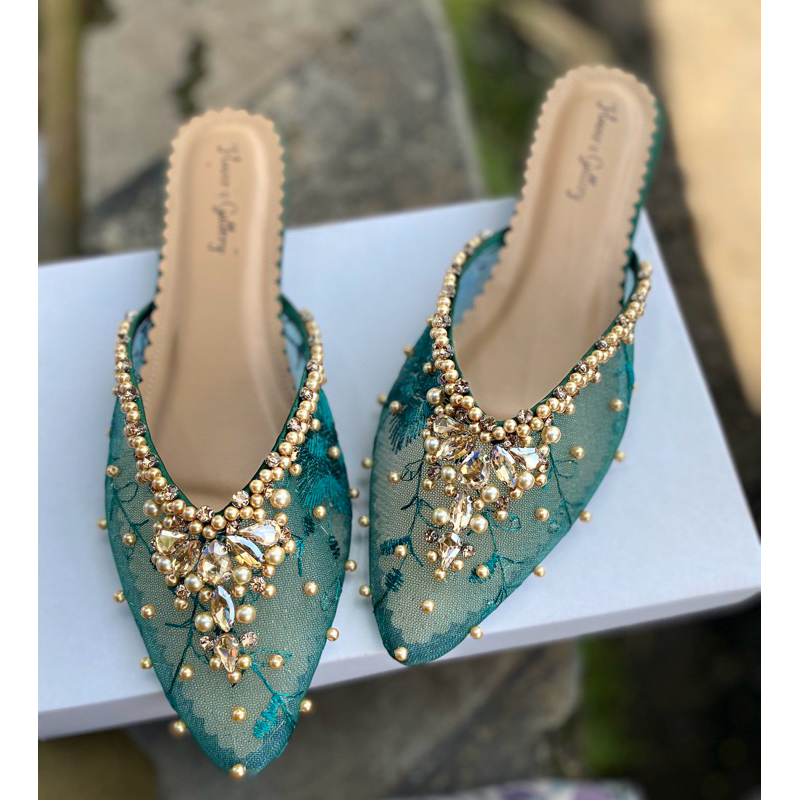 EMERALD MIX GOLD/ wedding shoes/sepatu pengantin murah/selop pengantin