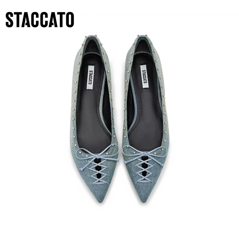 NEW TerMurah Baru SALE ORIGINAL Staccato 9A935-BD7 Women's Flats Shoes Ballerina Balet Tali - Blue D