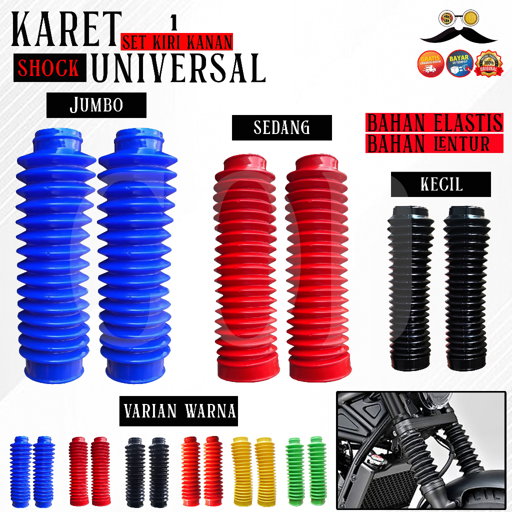 KARET COVER SHOCK MOTOR TRAIL BEBEK MATIK MATIC UNIVERSAL CRF KLX WR WZ KTM SUPERMOTO SUPER MOTO PNP