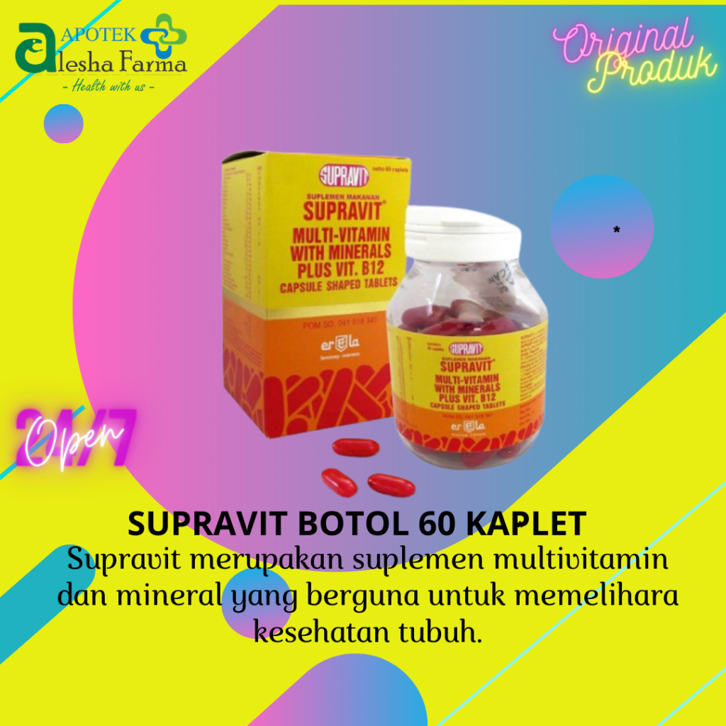 Supravit Botol 60 Kaplet | Multivitamin Supravit | Supravit Erella