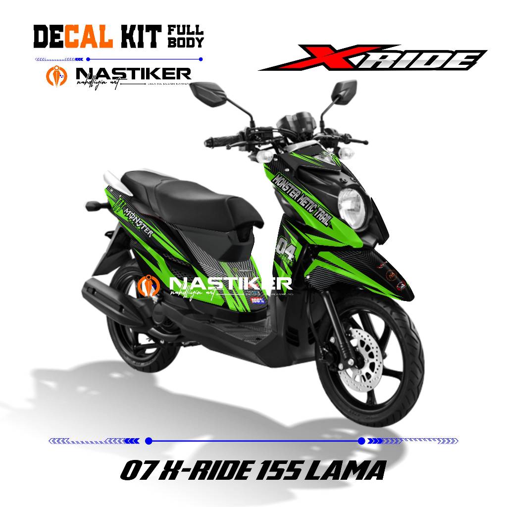 Decal xride 115 hijau super glossy / striping fullbody yamaha X-RIDE desain bisa custom