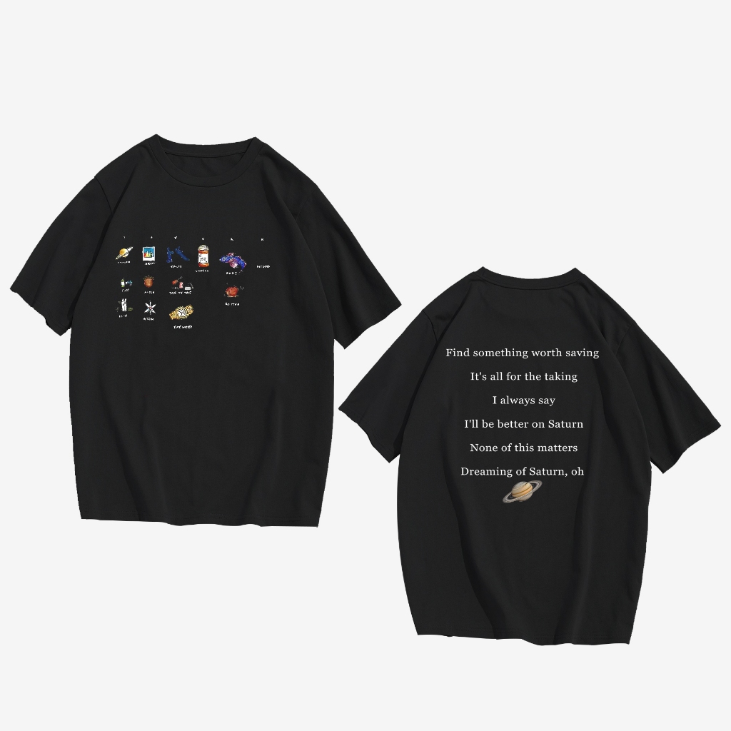 SZA SATURN VINTAGE STYLE T-SHIRT OVERSIZE TEE BLACK
