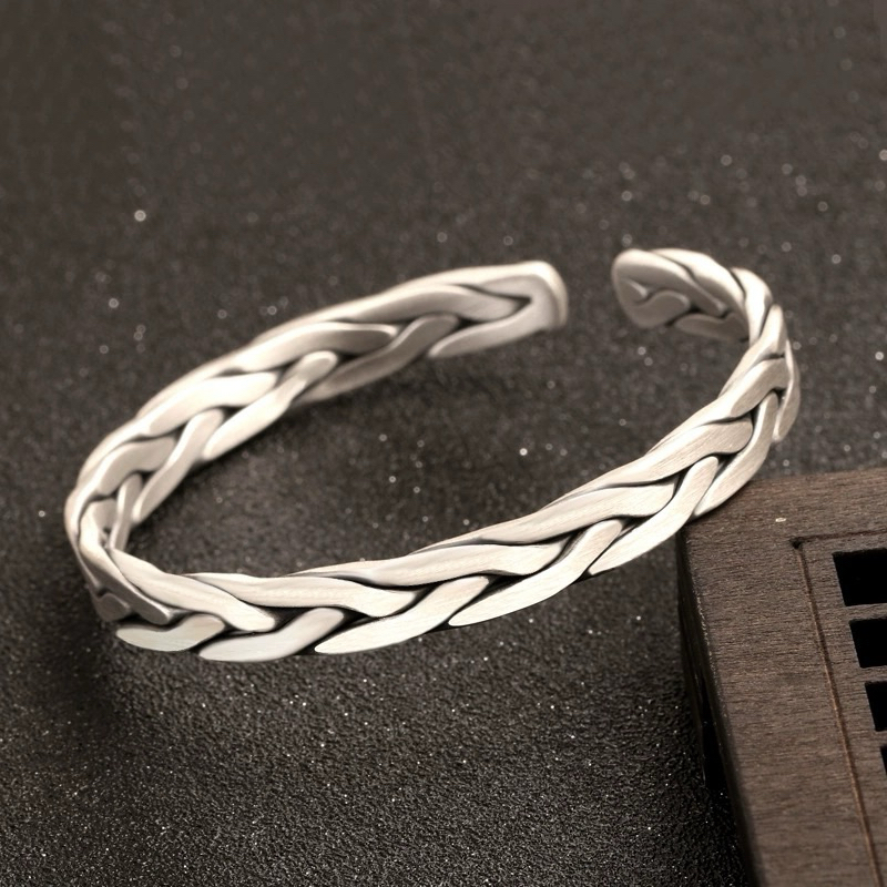 GELANG PRIA BAJA PUTIH PLAT MOTIF MODEL BANGLE STAINLESS STELL ANTI KARAT DAN ANTI LUNTUR
